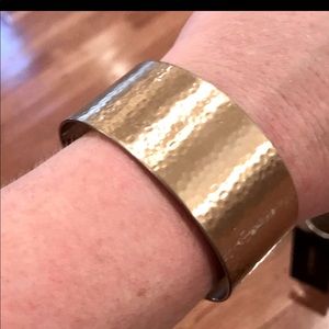 Wide Hammered Gold Accent Bracelet Cuff